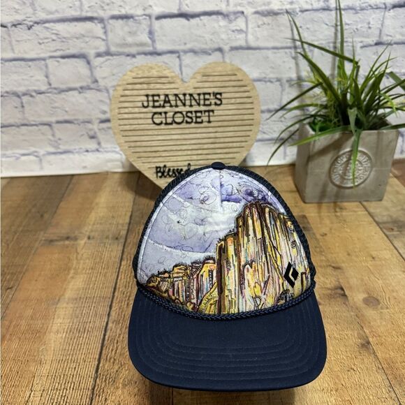 Renan Ozturk Trucker Cap Hat Black Diamond Flat Bill Snap Back Mesh Navy Blue - Picture 1 of 7